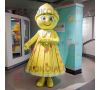 Personnage De Costume De Mascotte Redbrokoly Lemon Habillé D'une Robe Trapèze Et De Châles Multicolore