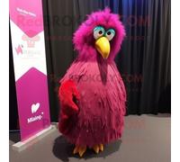 Personnage De Costume De Mascotte Redbrokoly Magenta Kiwi Habillé Avec Une Robe De Soirée Et Des Clips D'écharpe Multicolore