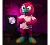 Personnage De Costume De Mascotte Redbrokoly Magenta Kiwi Habillé D'une Chemise En Popeline Et De Montres Numériques Multicolore