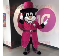Personnage De Costume De Mascotte Redbrokoly Magenta Ring Master Habillé D'un Tee-Shirt De Baseball Et D'épingles À Chapeau Multicolore