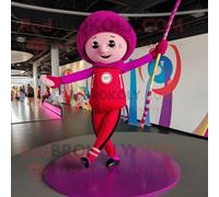 Personnage De Costume De Mascotte Redbrokoly Magenta Tightrope Walker Habillé D'un Pantacourt Et De Porte-Clés Multicolore