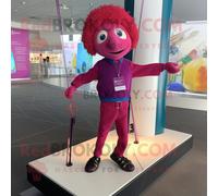 Personnage De Costume De Mascotte Redbrokoly Magenta Tightrope Walker Habillé D'un Pantacourt Et De Porte-Clés Multicolore