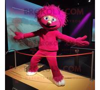 Personnage De Costume De Mascotte Redbrokoly Magenta Tightrope Walker Habillé D'un Sweat-Shirt Et De Cummerbunds Multicolore