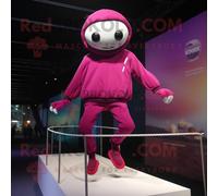 Personnage De Costume De Mascotte Redbrokoly Magenta Tightrope Walker Habillé D'un Sweat-Shirt Et De Cummerbunds Multicolore