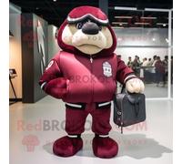 Personnage De Costume De Mascotte Redbrokoly Marron Mais Habillé D'un Blouson Aviateur Et De Sacs À Main Multicolore