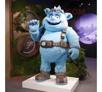 Personnage De Costume De Mascotte Redbrokoly Ogre Bleu Ciel Habillé D'un Short Cargo Et De Montres Numériques Multicolore