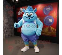 Personnage De Costume De Mascotte Redbrokoly Ogre Bleu Ciel Habillé D'un Short De Course Et De Porte-Monnaie Multicolore