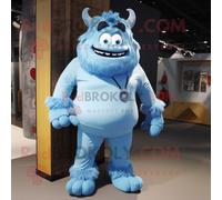 Personnage De Costume De Mascotte Redbrokoly Ogre Bleu Ciel Habillé D'une Chemise Boutonnée Et De Lacets De Chaussures Multicolore