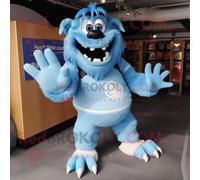 Personnage De Costume De Mascotte Redbrokoly Ogre Bleu Ciel Habillé D'une Chemise Boutonnée Et De Lacets De Chaussures Multicolore