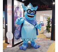 Personnage De Costume De Mascotte Redbrokoly Ogre Bleu Ciel Habillé D'une Robe Droite Et De Lunettes Multicolore