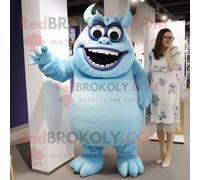 Personnage De Costume De Mascotte Redbrokoly Ogre Bleu Ciel Habillé D'une Robe Droite Et De Lunettes Multicolore