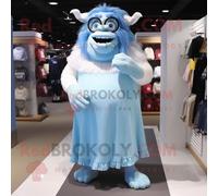 Personnage De Costume De Mascotte Redbrokoly Ogre Bleu Ciel Habillé D'une Robe Droite Et De Lunettes Multicolore