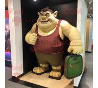 Personnage De Costume De Mascotte Redbrokoly Ogre Habillé D'un T-Shirt Polo Et De Sacs Fourre-Tout Multicolore
