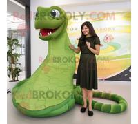 Personnage De Costume De Mascotte Redbrokoly Olive Anaconda Habillé D'une Robe Fourreau Et De Coussinets Pour Les Pieds Multicolore