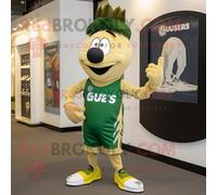 Personnage De Costume De Mascotte Redbrokoly Olive Guinness Habillé D'un Short De Course Et De Colliers Multicolore