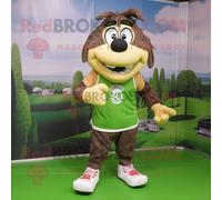 Personnage De Costume De Mascotte Redbrokoly Olive Guinness Habillé D'un Short De Course Et De Colliers Multicolore