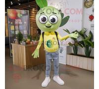 Personnage De Costume De Mascotte Redbrokoly Olive Lemon Habillé Avec Un Jean Skinny Et Des Broches Multicolore