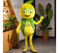 Personnage De Costume De Mascotte Redbrokoly Olive Lemon Habillé Avec Un Jean Skinny Et Des Broches Multicolore