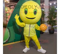 Personnage De Costume De Mascotte Redbrokoly Olive Lemon Habillé Avec Un Jogging Et Des Bagues Multicolore