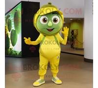 Personnage De Costume De Mascotte Redbrokoly Olive Lemon Habillé Avec Un Jogging Et Des Bagues Multicolore