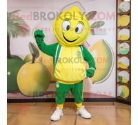 Personnage De Costume De Mascotte Redbrokoly Olive Lemon Habillé Avec Un Jogging Et Des Bagues Multicolore