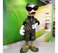 Personnage De Costume De Mascotte Redbrokoly Olive Swan Habillé D'un Body Et De Lunettes De Soleil Multicolore
