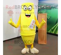 Personnage De Costume De Mascotte Redbrokoly Pad Thai Jaune Citron Habillé D'une Robe Fourreau Et D'épingles À Cravate Multicolore