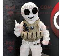 Personnage De Costume De Mascotte Redbrokoly Para Commando Blanc Habillé D'un Blazer Et De Porte-Clés Multicolore
