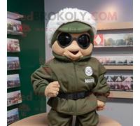 Personnage De Costume De Mascotte Redbrokoly Para Commando Habillé D'un Sweat-Shirt Et De Broches Multicolore