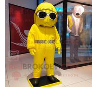 Personnage De Costume De Mascotte Redbrokoly Para Commando Jaune Citron Habillé D'un Coupe-Vent Et De Pochettes Multicolore