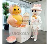 Personnage De Costume De Mascotte Redbrokoly Peach Candy Box Habillé D'une Robe De Mariée Et De Boutons De Manchette Multicolore