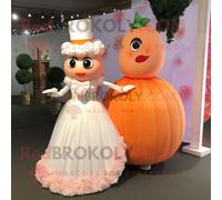 Personnage De Costume De Mascotte Redbrokoly Peach Candy Box Habillé D'une Robe De Mariée Et De Boutons De Manchette Multicolore
