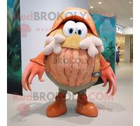 Personnage De Costume De Mascotte Redbrokoly Peach Hermit Crab Habillé D'un Chino Et De Broches Multicolore