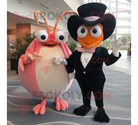 Personnage De Costume De Mascotte Redbrokoly Peach Hermit Crab Habillé D'un Smoking Et De Cummerbunds Multicolore