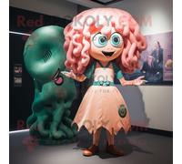 Personnage De Costume De Mascotte Redbrokoly Peach Medusa Habillé D'une Mini Jupe Et De Cravates Multicolore