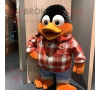 Personnage De Costume De Mascotte Redbrokoly Peach Penguin Habillé D'une Chemise En Flanelle Et De Boutons De Manchette Multicolore