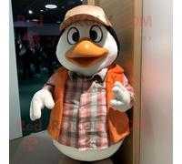 Personnage De Costume De Mascotte Redbrokoly Peach Penguin Habillé D'une Chemise En Flanelle Et De Boutons De Manchette Multicolore
