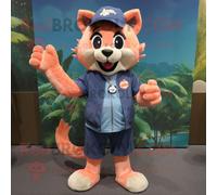 Personnage De Costume De Mascotte Redbrokoly Peach Puma Habillé D'un Short En Jean Et De Porte-Clés Multicolore