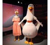 Personnage De Costume De Mascotte Redbrokoly Peach Seagull Habillé D'une Robe Fourreau Et D'épingles À Cheveux Multicolore