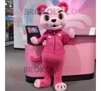 Personnage De Costume De Mascotte Redbrokoly Puma Rose Habillé D'une Robe Fourreau Et De Porte-Monnaie Multicolore