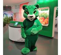 Personnage De Costume De Mascotte Redbrokoly Puma Vert Forêt Habillé D'une Jupe Portefeuille Et De Montres Multicolore