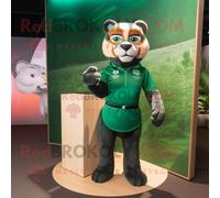 Personnage De Costume De Mascotte Redbrokoly Puma Vert Forêt Habillé D'une Mini Jupe Et De Pochettes De Costume Multicolore