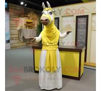 Personnage De Costume De Mascotte Redbrokoly Quagga Jaune Citron Habillé D'une Robe Fourreau Et De Châles Multicolore