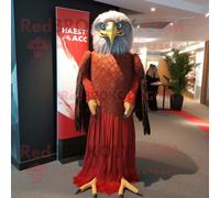 Personnage De Costume De Mascotte Redbrokoly Red Haast S Eagle Habillé D'une Robe Longue Et D'épinglettes Multicolore