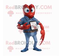 Personnage De Costume De Mascotte Redbrokoly Red Lobster Bisque Habillé D'un Short En Jean Et De Smartwatches Multicolore