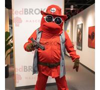 Personnage De Costume De Mascotte Redbrokoly Red Sniper Habillé D'un Jean Boyfriend Et De Boutons De Manchette Multicolore