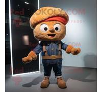 Personnage De Costume De Mascotte Redbrokoly Rust Fried Rice Habillé D'un Jean Et De Bérets Multicolore