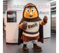Personnage De Costume De Mascotte Redbrokoly Rust Guinness Habillé D'un Short Et De Châles Multicolore