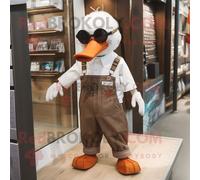 Personnage De Costume De Mascotte Redbrokoly Rust Swan Habillé D'une Salopette Et De Lunettes De Soleil Multicolore
