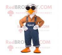 Personnage De Costume De Mascotte Redbrokoly Rust Swan Habillé D'une Salopette Et De Lunettes De Soleil Multicolore